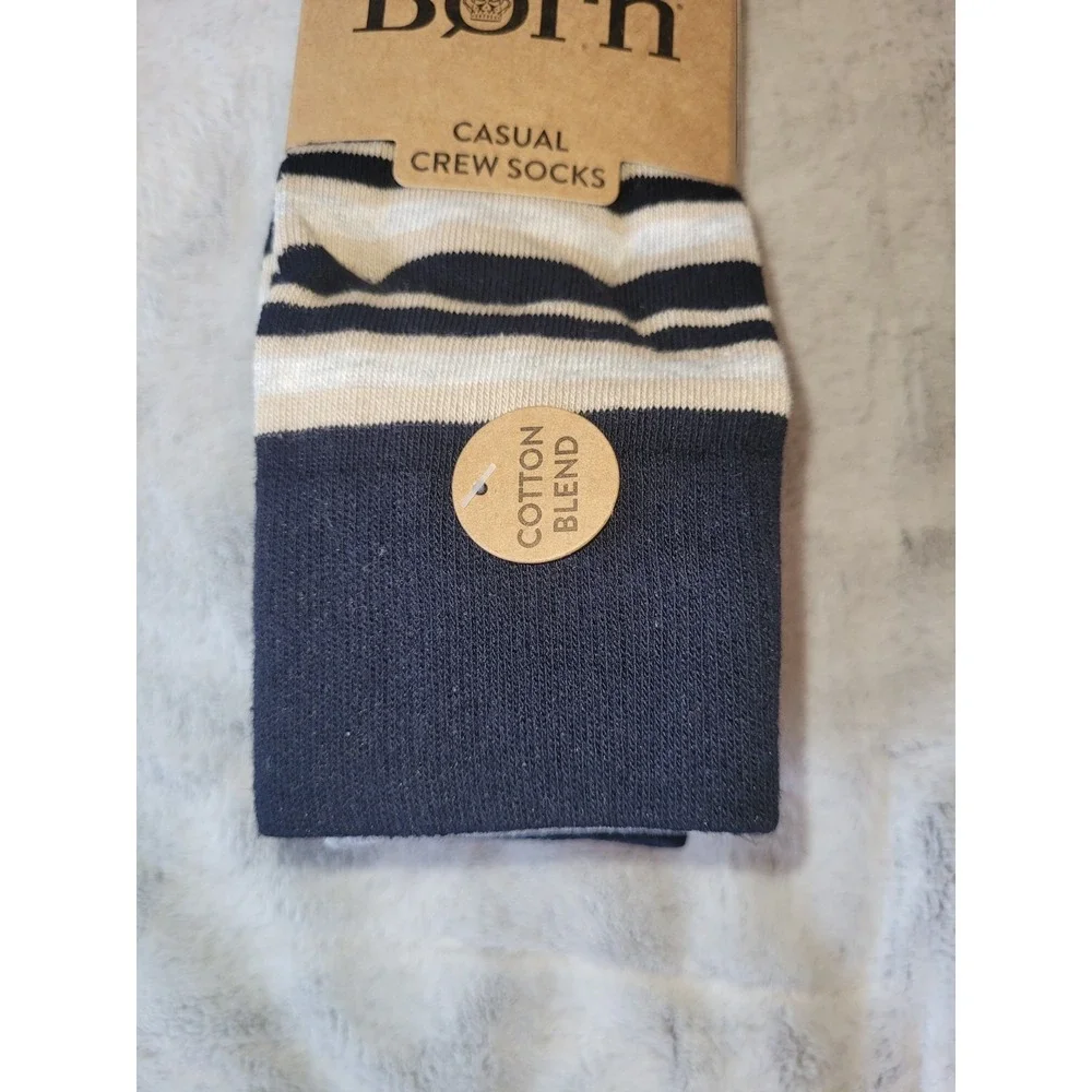 Born 5-Pairs Mens Size 6-12 Casual Crew Socks Cotton Blend Black Tan White Gray